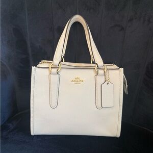 Coach Cream Leather Satchel with Gold Hardware